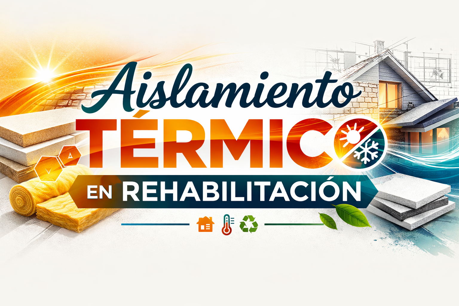 Imagen con el texto Aislamiento Térmico en Rehabilitación